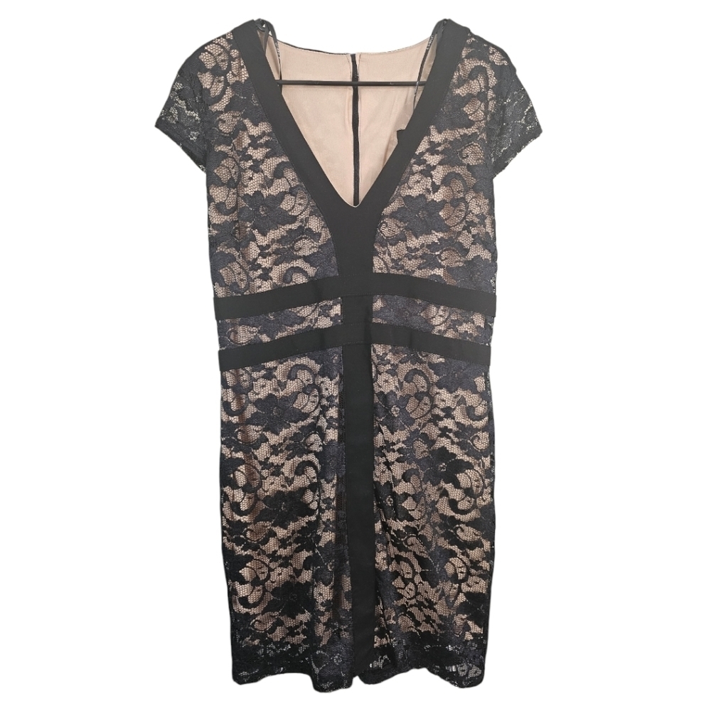 B Darlin black and tan lace cap sleeve dress. Size 15/16
